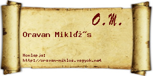 Oravan Miklós névjegykártya